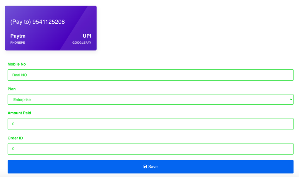 Payment Form in Affiliaters.in